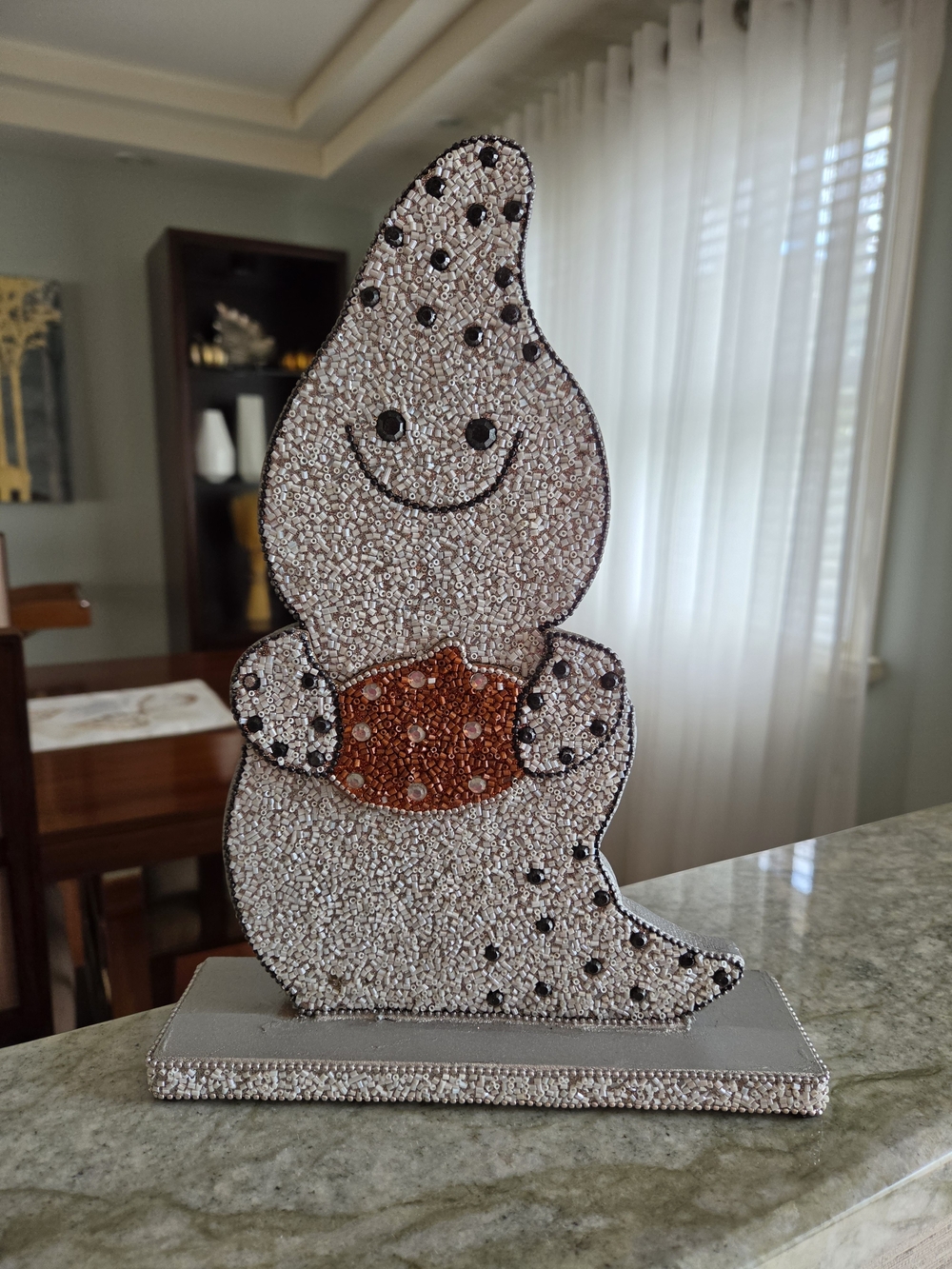 Crystal Beaded Ghost Holiday Decor - White and Orange